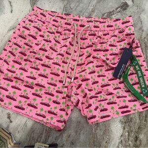 MC2 Saint Barth Pink Car and Palm Tree Swim Shorts